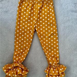 Source Unknown Mustard Polka Dot Ruffle Leggings